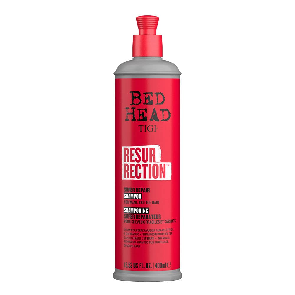 TIGI Bed Head Resurrection front packaging showing bottle and label for restorative benefit