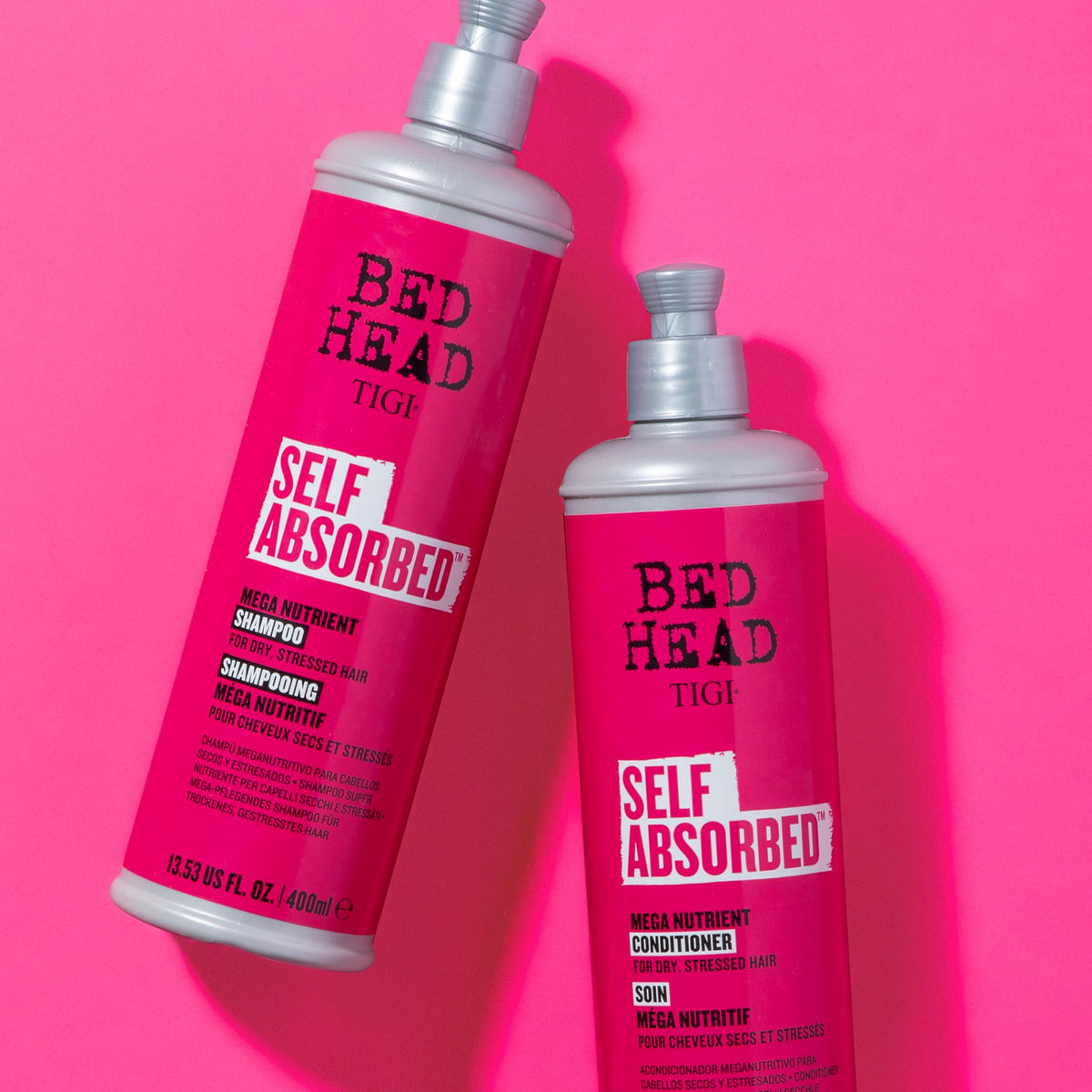 TIGI Bed Head before and after hair comparison showing reduced frizz