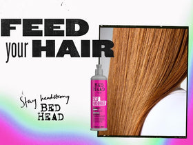 TIGI Bed Head bottles in shower being applied to wet hair