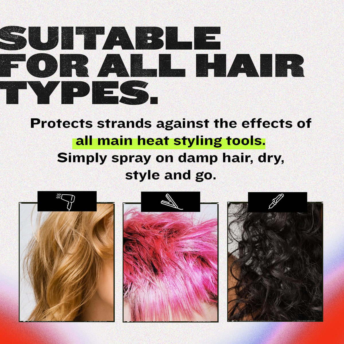 TIGI Bed Head next to common items showing 3.38 fl oz size and portability