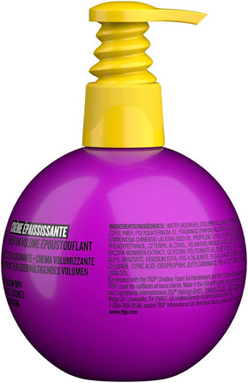 TIGI Bed Head Small Talk cream texture close-up highlighting lightweight thickening feel