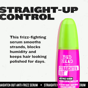 TIGI Bed Head applying serum to damp hair to show even distribution and frizz control benefit