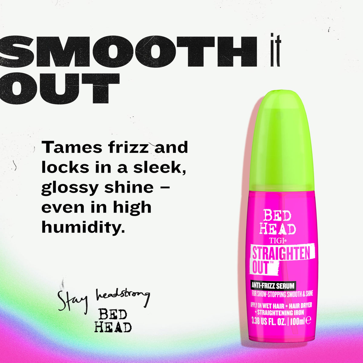 TIGI Bed Head pump dispensing serum to demonstrate controlled, no-waste application benefit