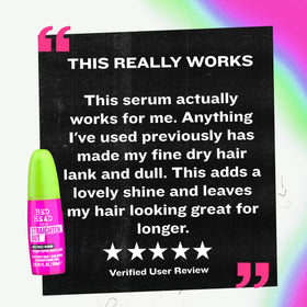 TIGI Bed Head in salon-style setting showing professional-grade results and glossy finish benefit