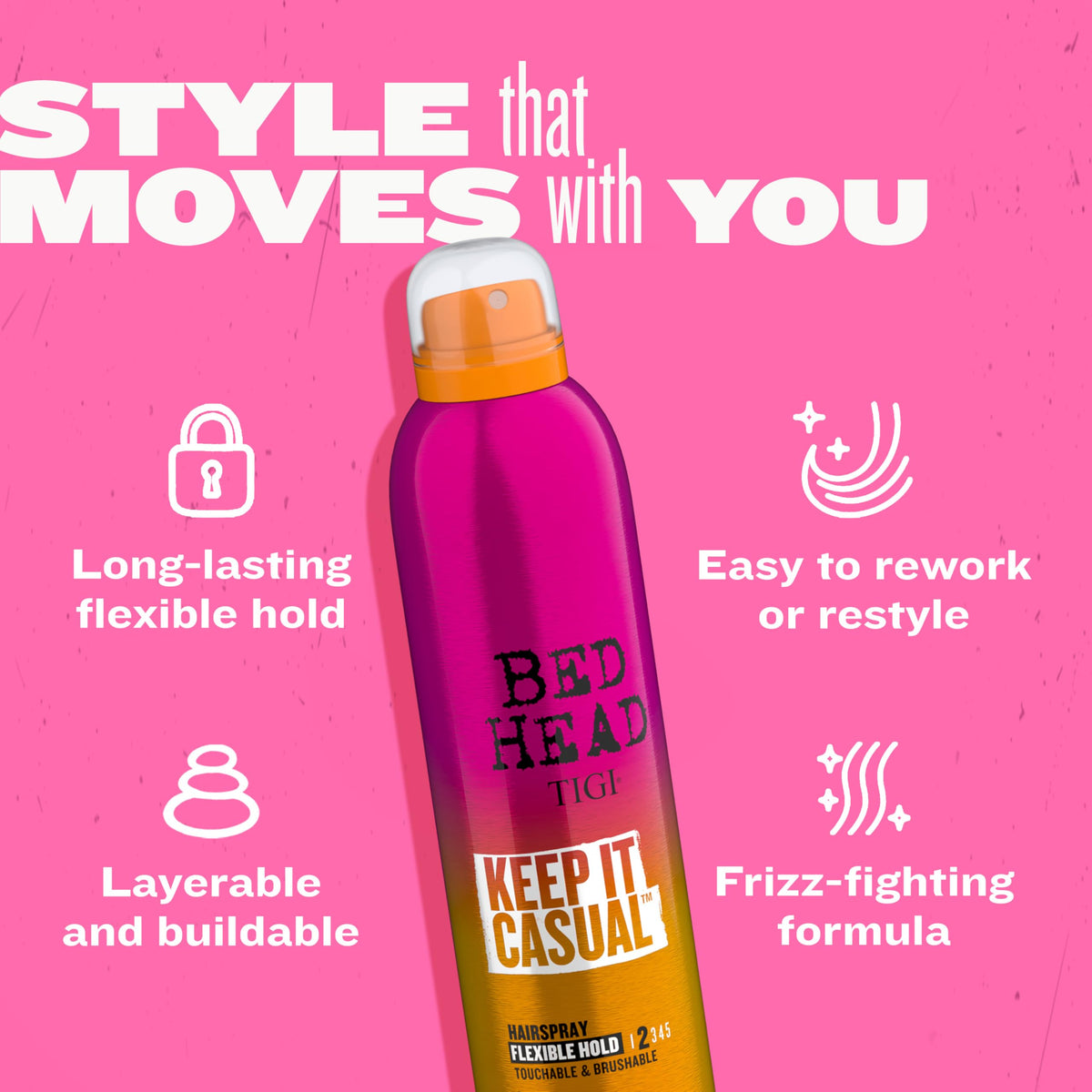 TIGI Bed Head fine mist texture demonstrating even, lightweight coverage