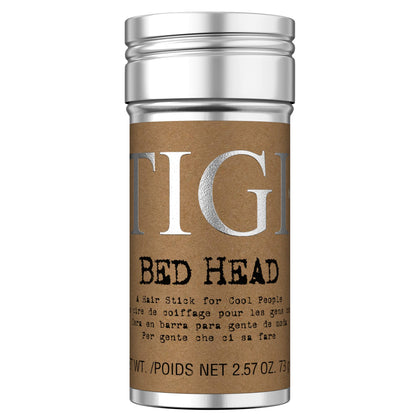 TIGI Bed Head front packaging showing compact wax stick and branding benefit: portable styling