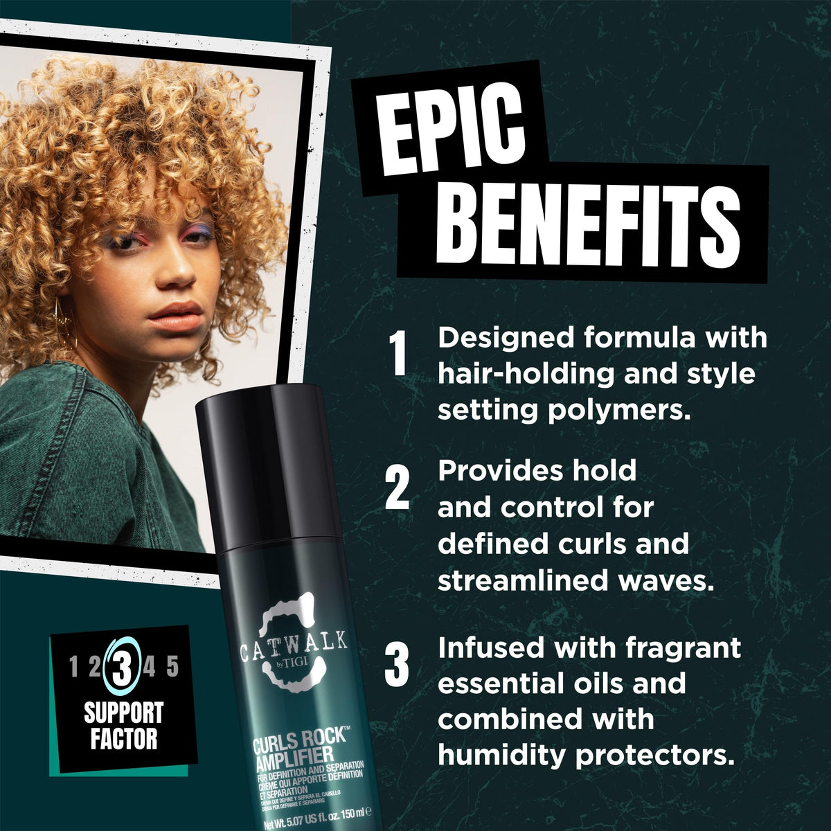 TIGI Catwalk applying cream to damp curls for defined, frizz-controlled results