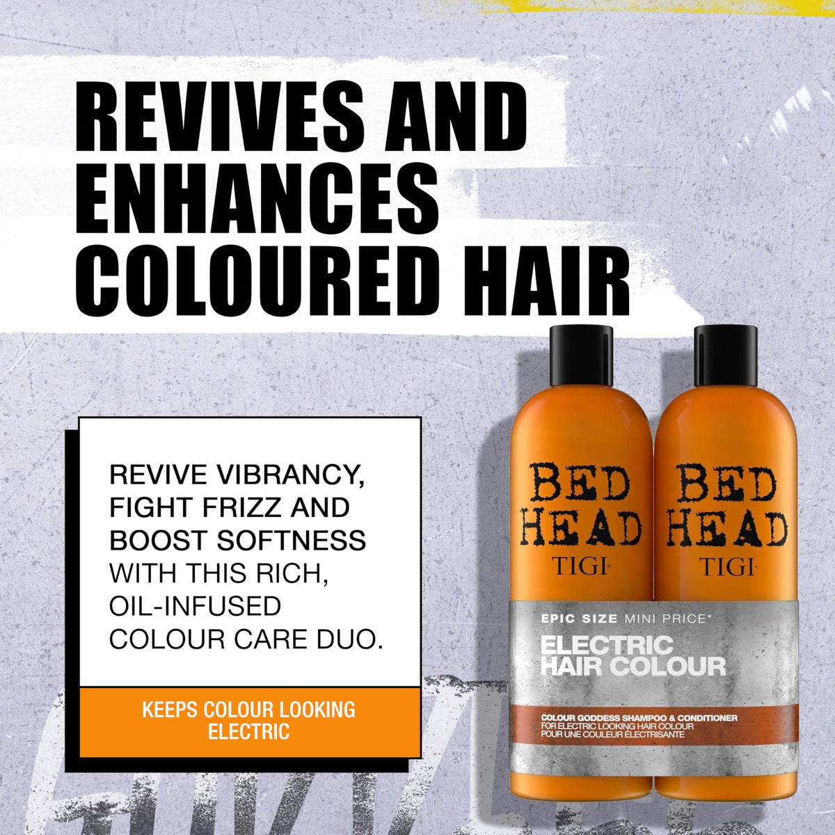 TIGI Colour Goddess back label showing ingredients and usage for color protection