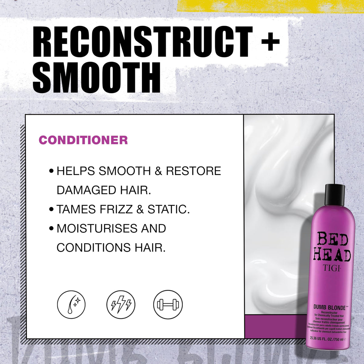 TIGI Dumb Blonde label detail highlighting Hydrolyzed Keratin ingredients