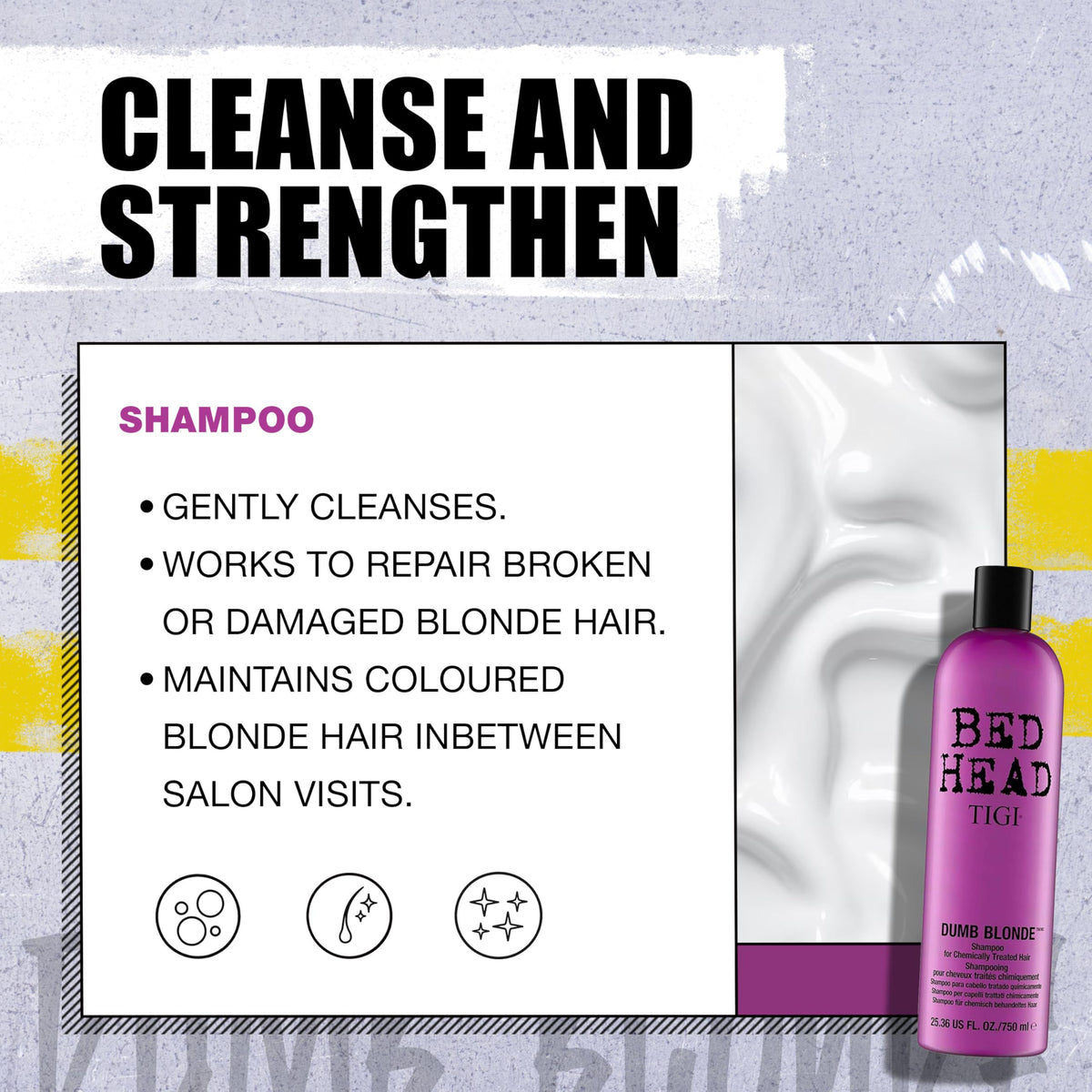 TIGI Dumb Blonde conditioner close-up showing rich restorative cream