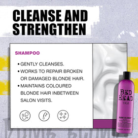 TIGI Dumb Blonde conditioner close-up showing rich restorative cream