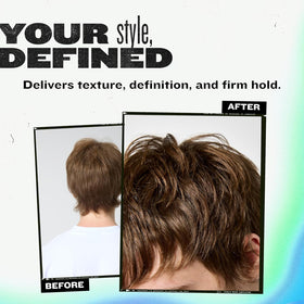 TIGI styled hair before and after showing defined, matte texture