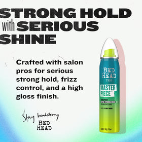 TIGI Masterpiece nozzle close-up demonstrating fine mist spray for even hold