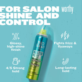 TIGI Masterpiece size comparison next to passport illustrating travel-friendly convenience