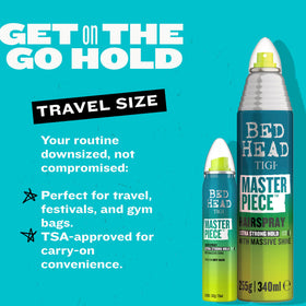 TIGI Masterpiece mist on hair texture showing frizz reduction and added shine