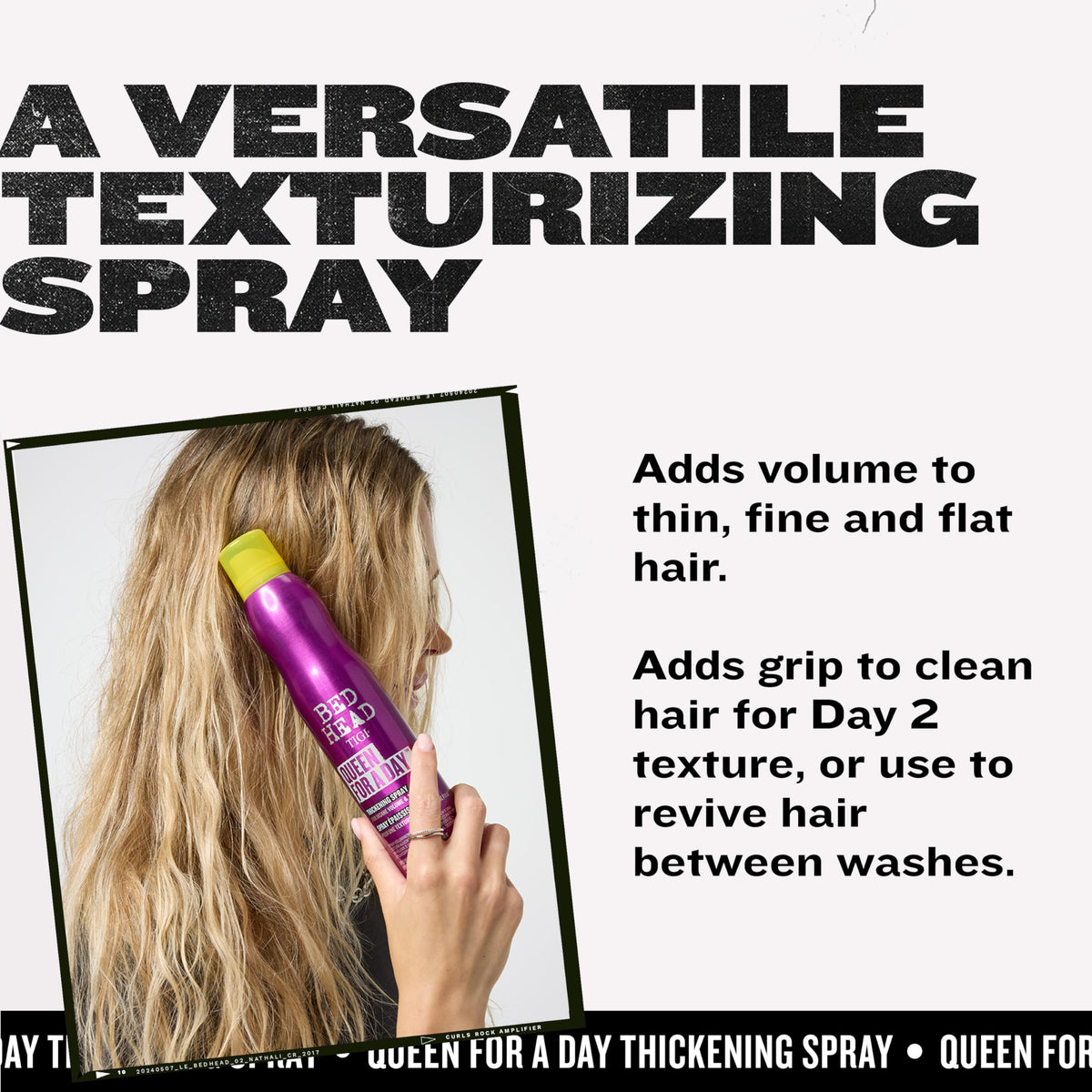 TIGI product label close-up showing key ingredients and salon-grade formula