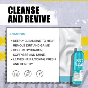 TIGI shampoo and conditioner used in shower for restorative routine