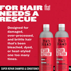 TIGI Bed Head shampoo bottle closeup highlighting product label