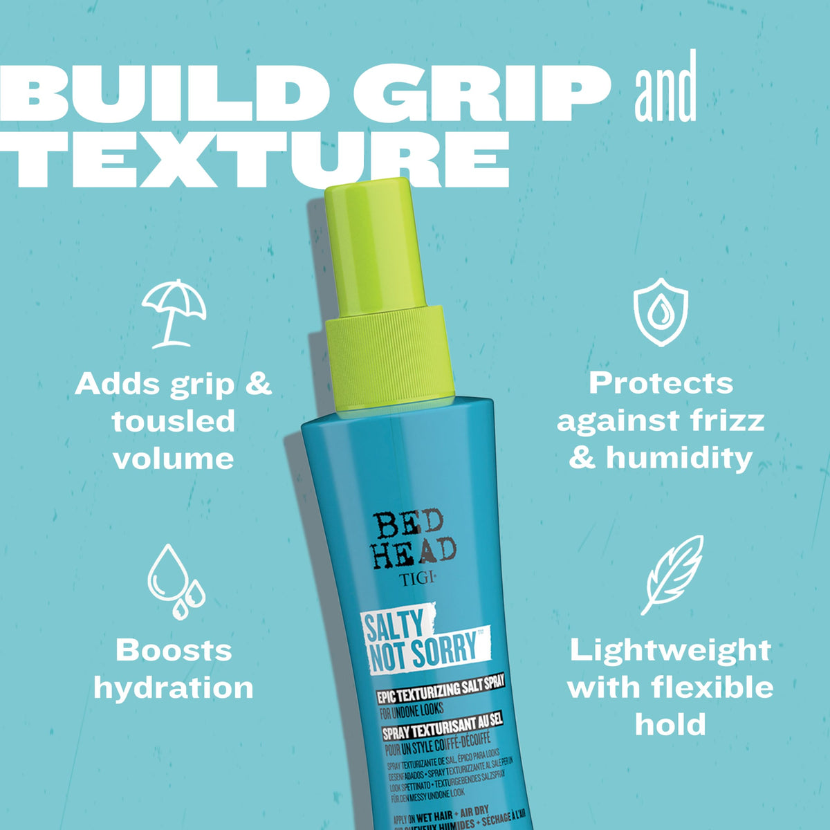 TIGI close-up of fine salt-infused formula adding matte texture