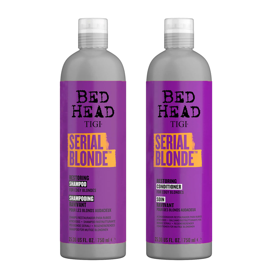 TIGI Serial Blonde front packaging showing duo and benefits