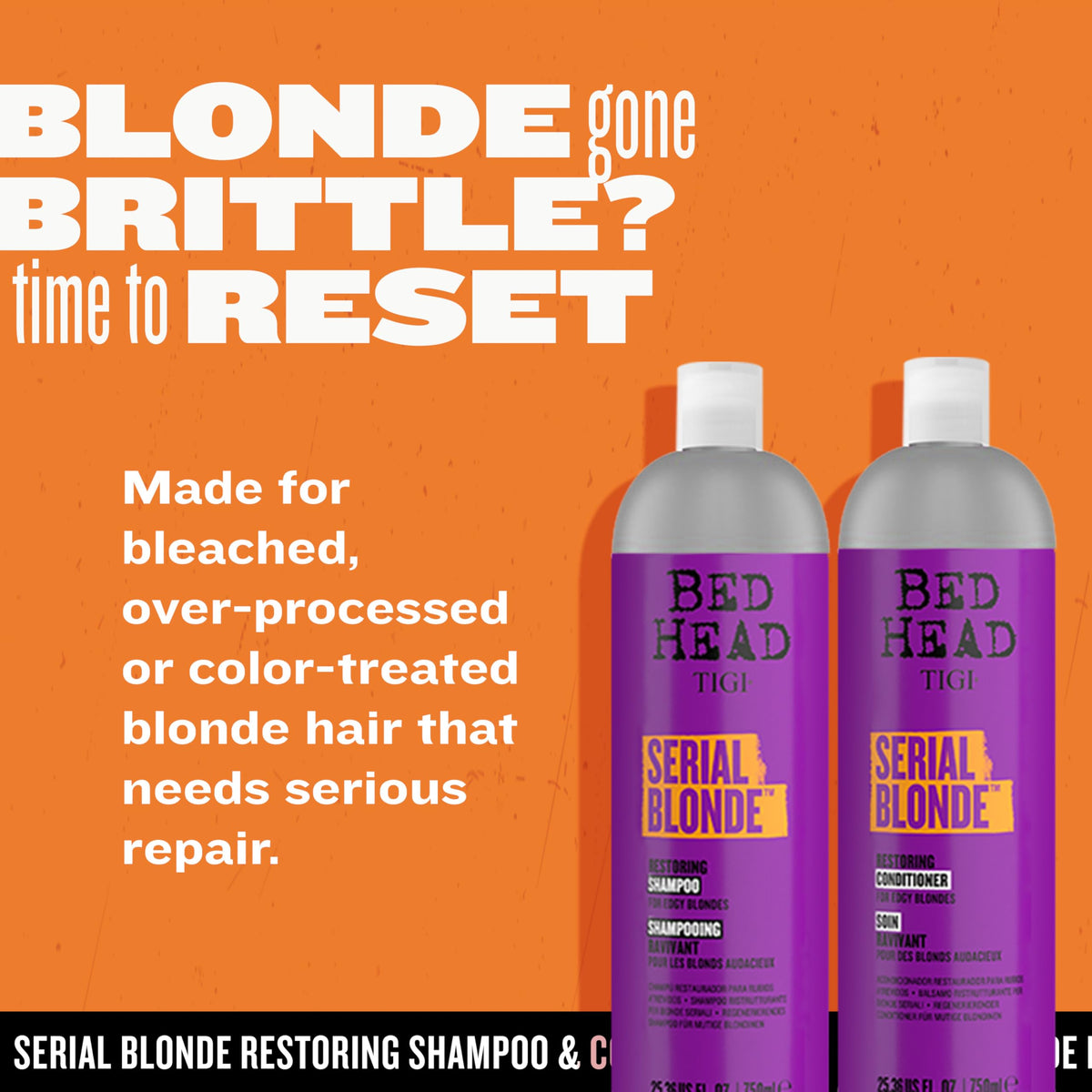 TIGI Serial Blonde shampoo pump close-up highlighting easy dispensing