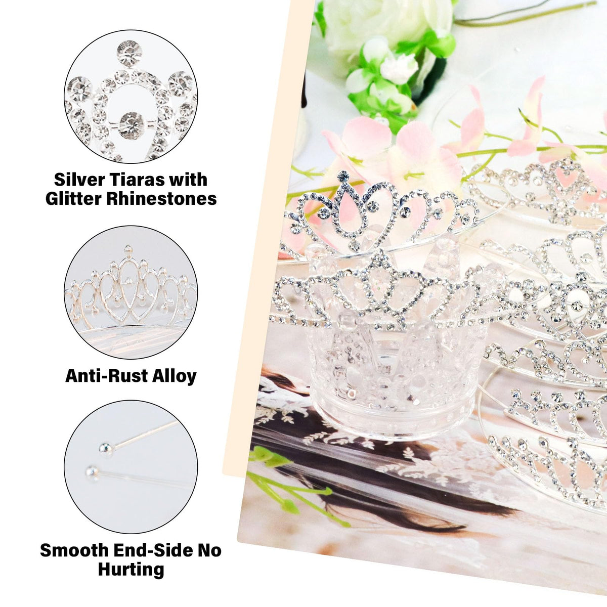 Tihebax tiara held in hand for scale showing petite size and comfortable wear