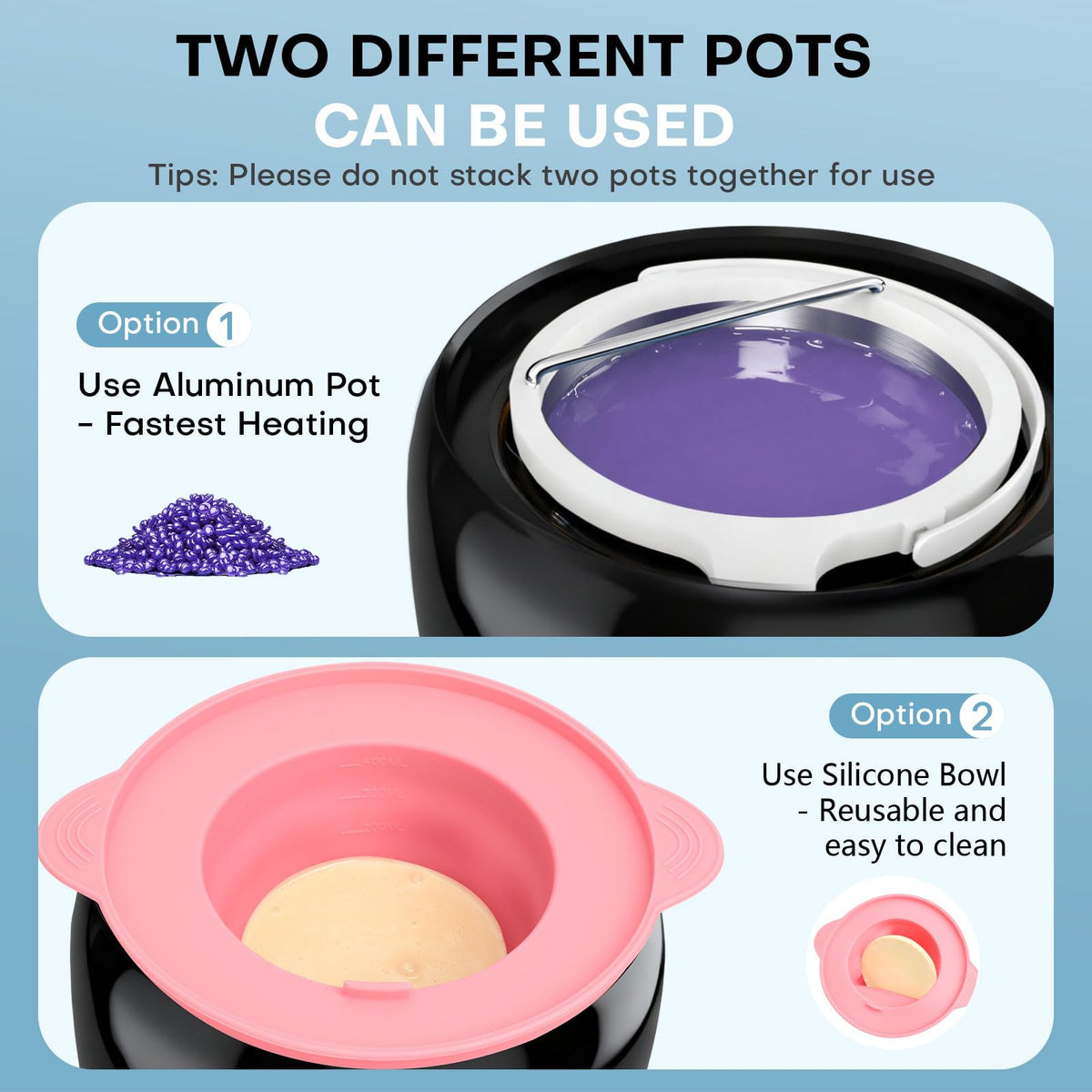 TIKESI silicone bowl and aluminum pot demonstrating easy cleanup and reuse