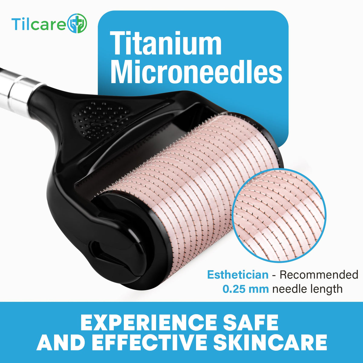 Tilcare close-up of 0.25 mm titanium needles for precise gentle contact