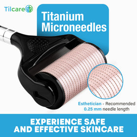Tilcare close-up of 0.25 mm titanium needles for precise gentle contact