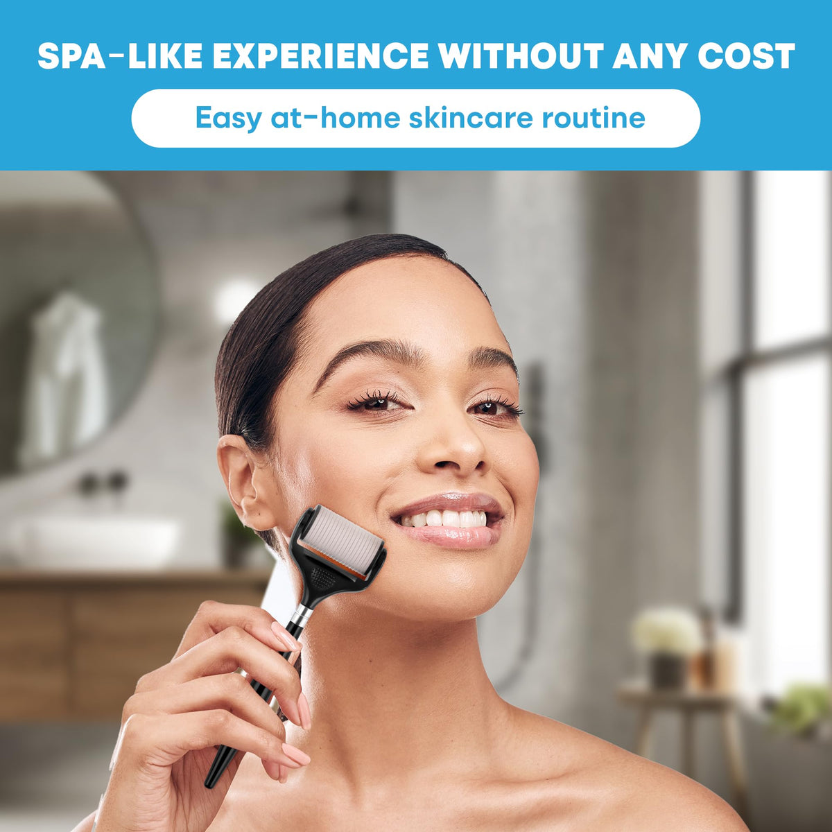 Tilcare derma roller held in hand to show scale and user-friendly design