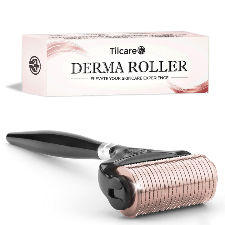 Tilcare derma roller front view showing wide head for faster coverage