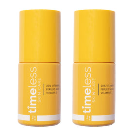 Timeless Skin Care front label showing pack of two bottles for clear purchase decision