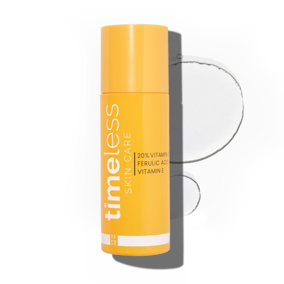 Timeless Skin Care front bottle view showing product and benefit of brightening