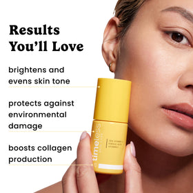 Timeless Skin Care applying serum to cheek demonstrating easy use
