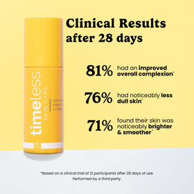 Timeless Skin Care serum texture on hand showing lightweight absorption