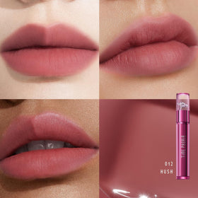 TIMEPHORIA application on lips illustrating glossy-to-matte transition and blurred lip lines