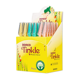 Tinkle front packaging showing 36 razors and compact convenience