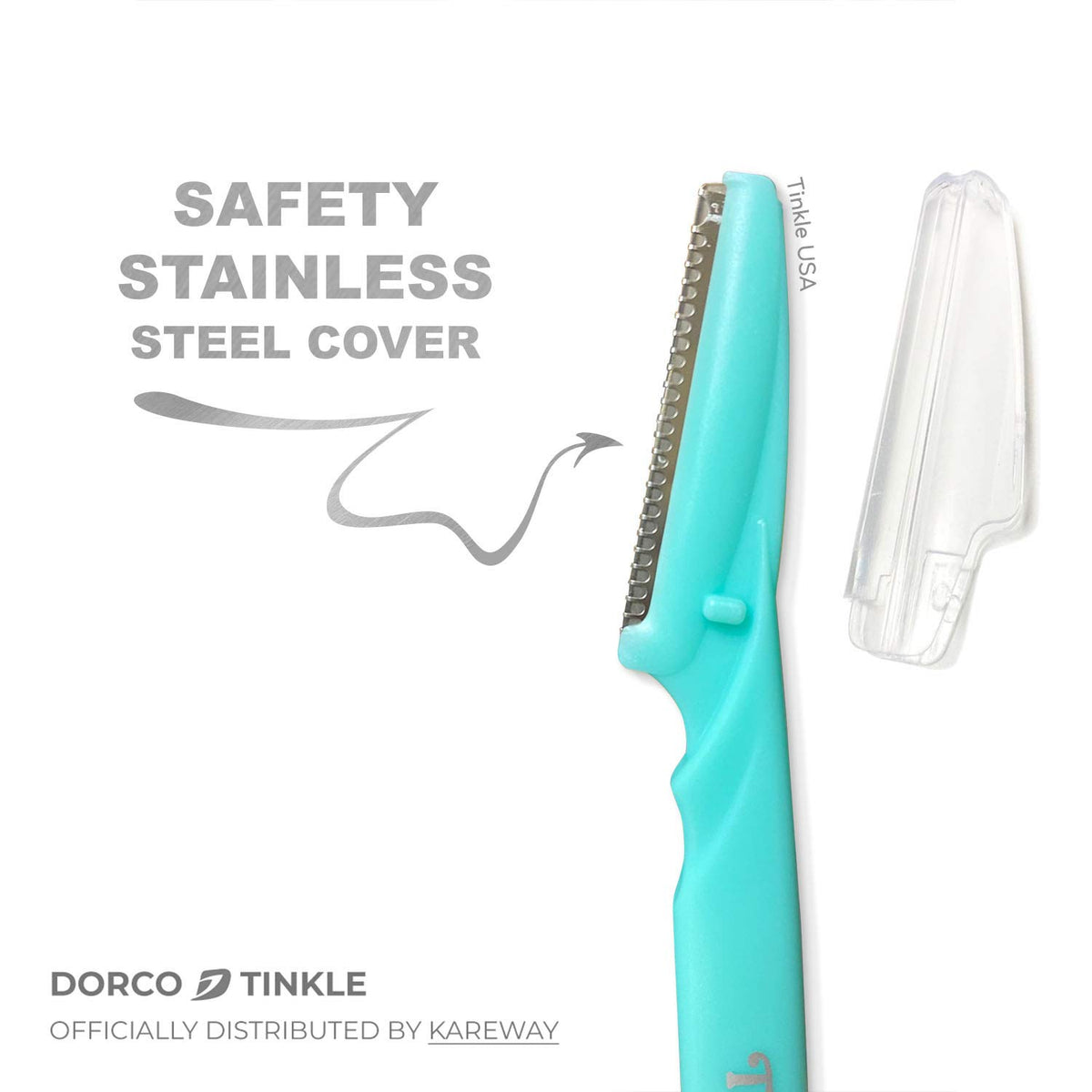 Tinkle razors beside toiletry bag illustrating travel-friendly size