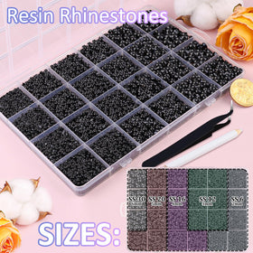 TINKRSTUFF organized compartments with mixed-size black gems for easy access