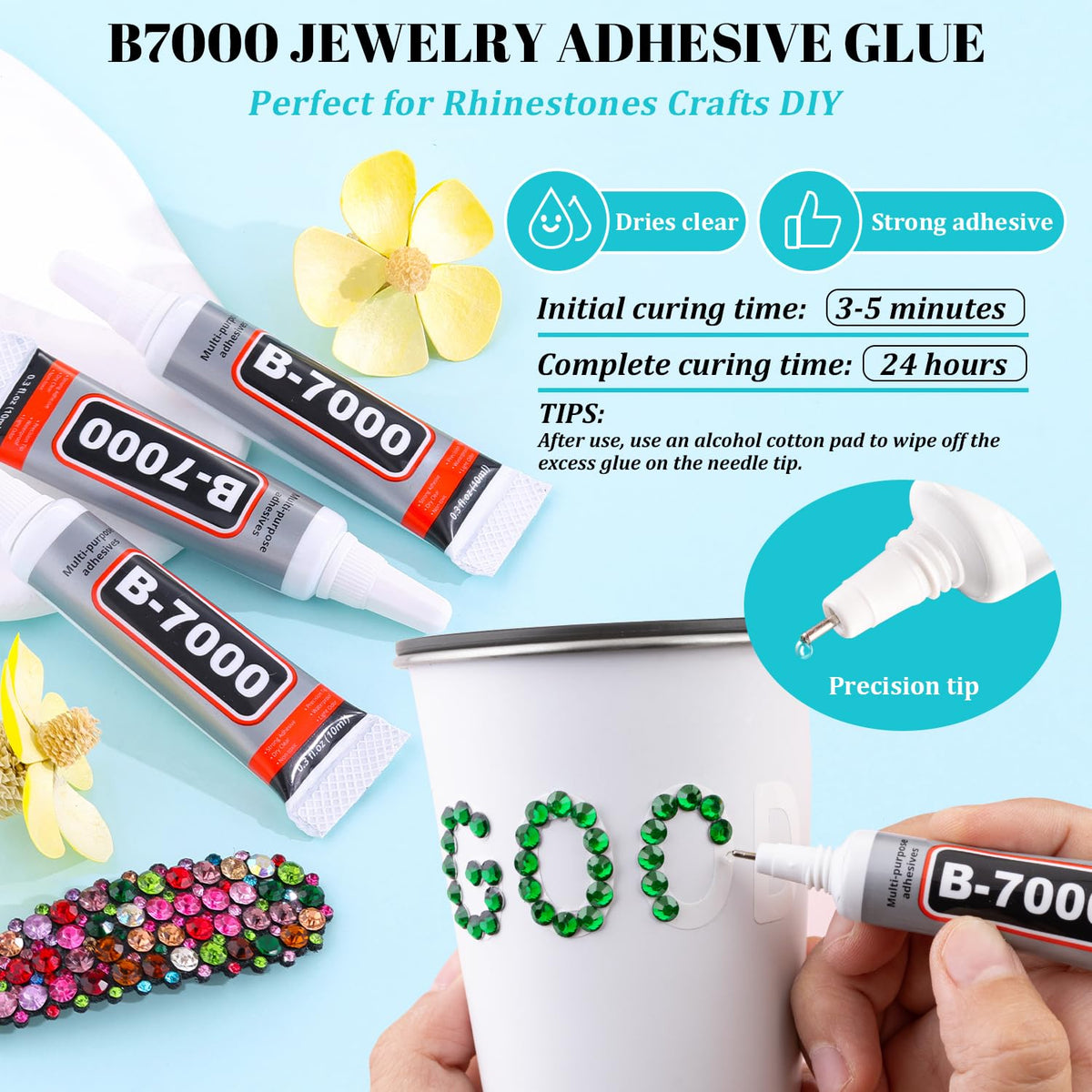 TINKRSTUFF rhinestones applied to a nail showcasing fine detail and long-lasting sparkle