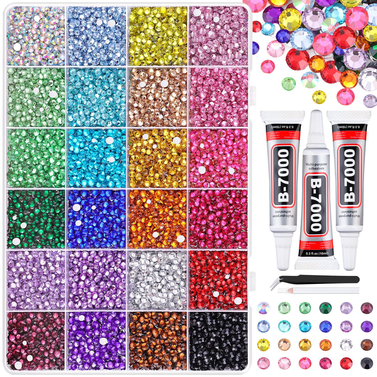 TINKRSTUFF front packaging showing the 22000pc rhinestone kit and tools for easy start