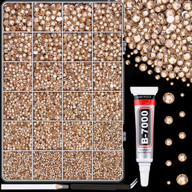TINKRSTUFF front packaging showing champagne rhinestones and tools, ready to craft