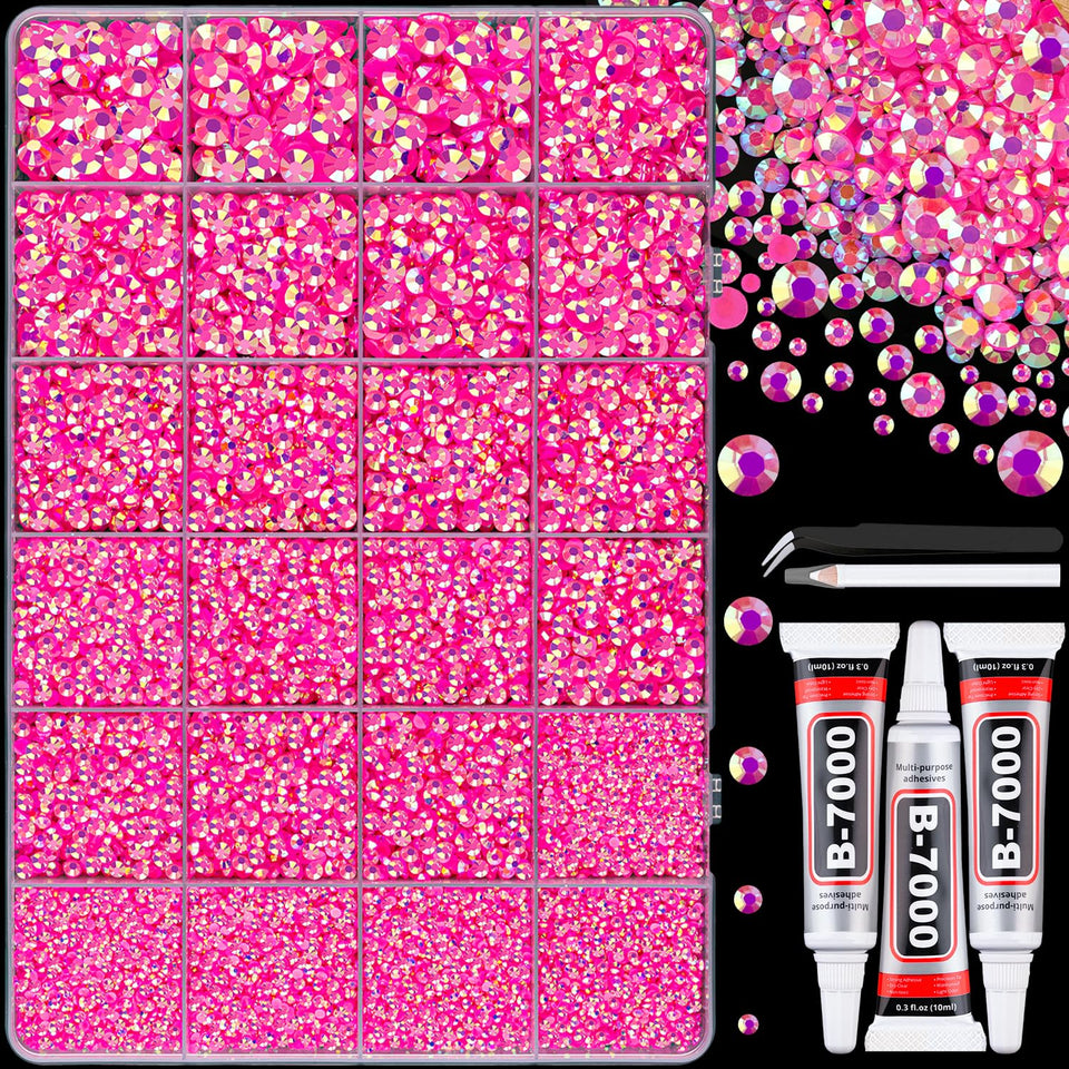 TINKRSTUFF front packaging showing 24-grid box and pink AB gems, ready to organize
