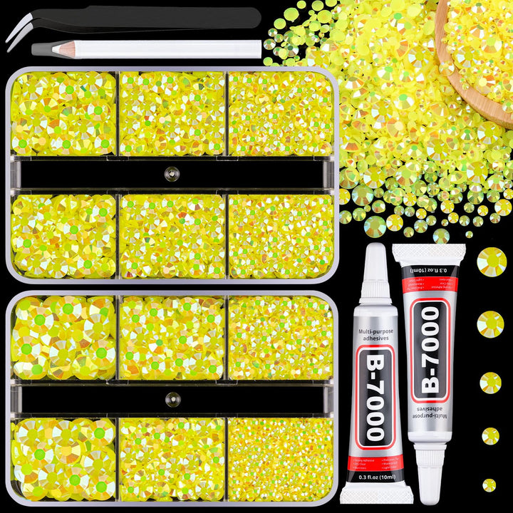 TINKRSTUFF front packaging showing lemon yellow AB rhinestones and supplies for easy crafting