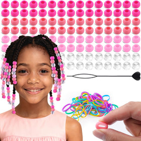 TINKRSTUFF front packaging showing light pink bead kit and included tools for easy styling
