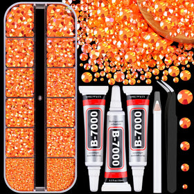 TINKRSTUFF front packaging showing orange AB rhinestone boxes and included glues, useful for craft starters