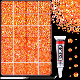 TINKRSTUFF front packaging showing Orange AB mixed-size rhinestones and included tools