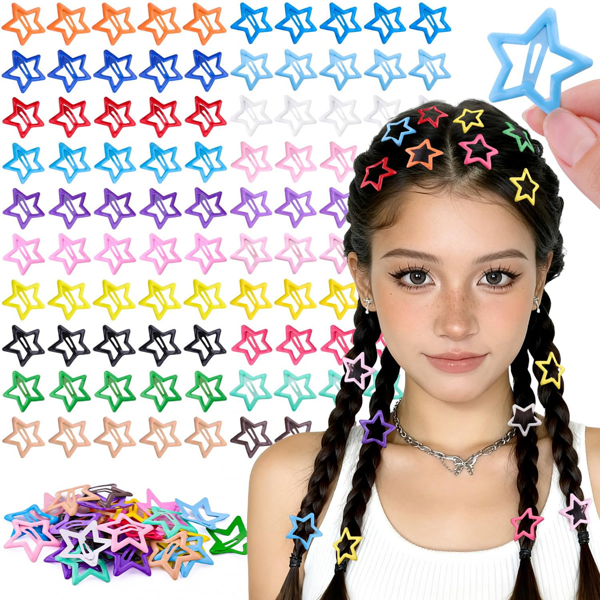 TINKRSTUFF front packaging showing 100 colorful star clips, easy selection
