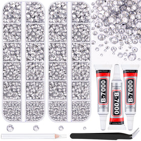 TINKRSTUFF front packaging showing two organized rhinestone boxes and glue included, clear supply benefit