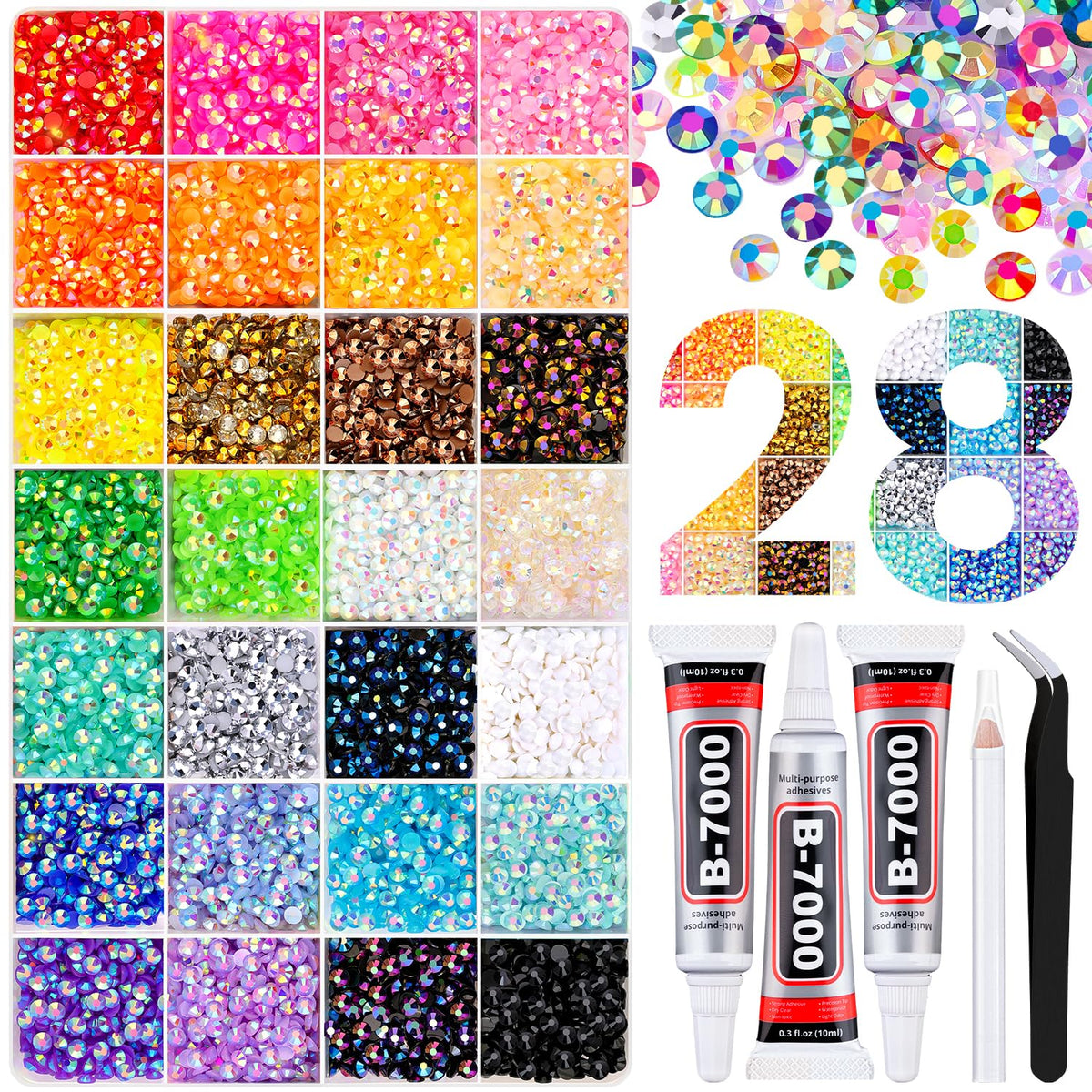 TINKRSTUFF front packaging showing full rhinestone kit and tools for instant crafting